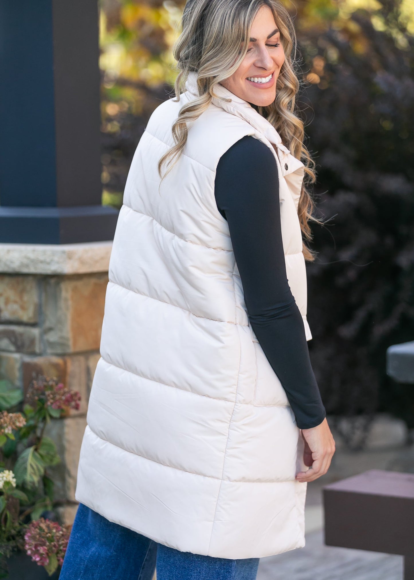 Long Zip Up Puffer Vest FF Layering Essentials
