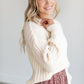 Loose Knit Textured Crewneck Sweater FF Tops