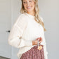 Loose Knit Textured Crewneck Sweater FF Tops