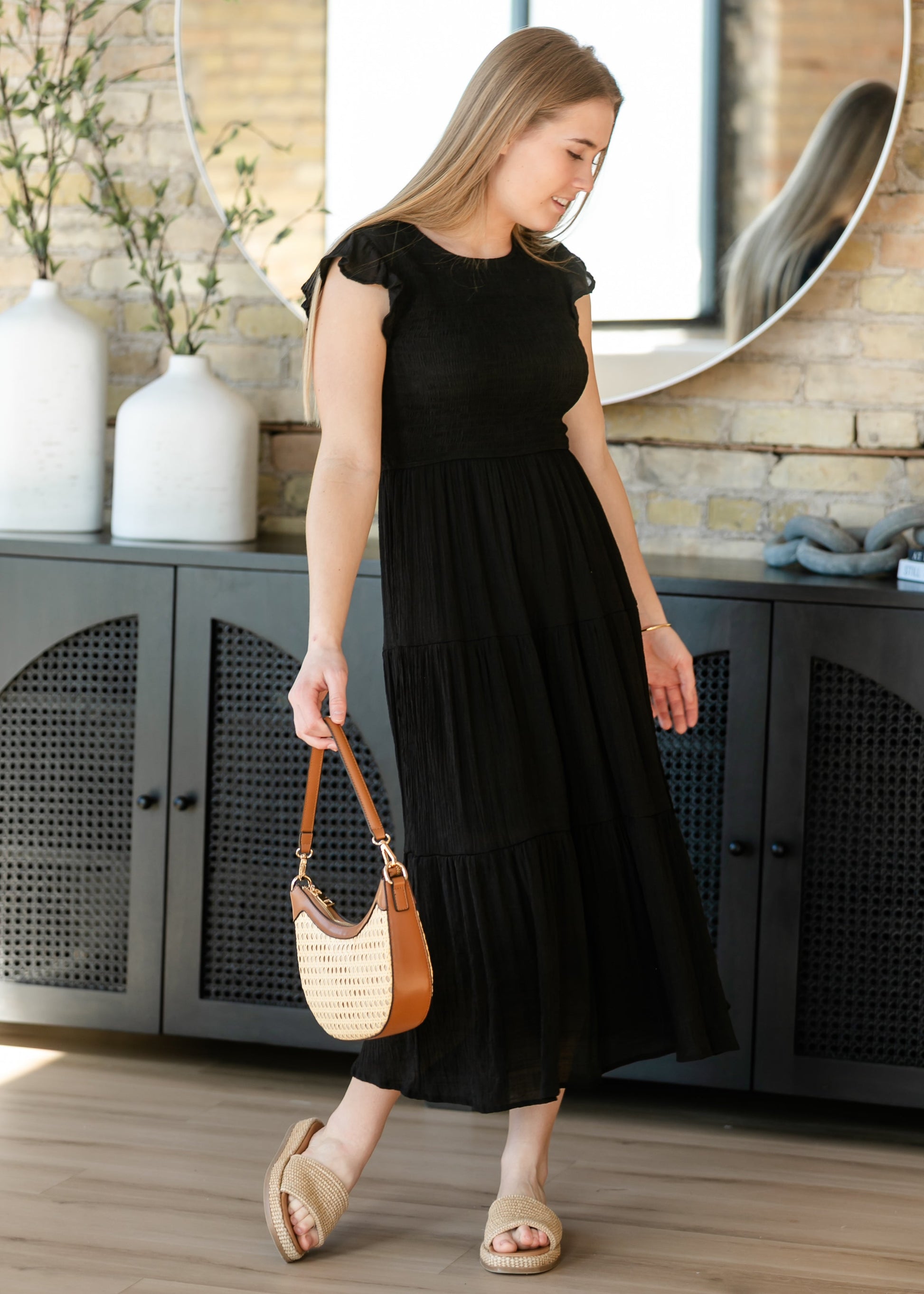 black tier midi dress Iris Black Iridescent Sequin Maxi Dress – Frock and Frill