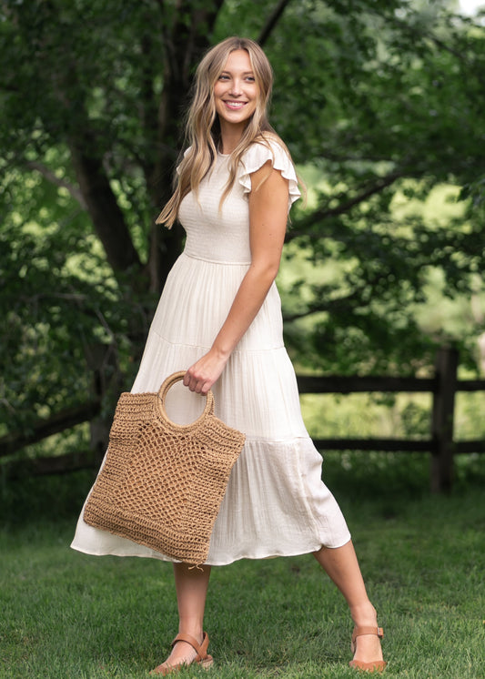 Lorelai Smocked Tiered Midi Dress FF Dresses