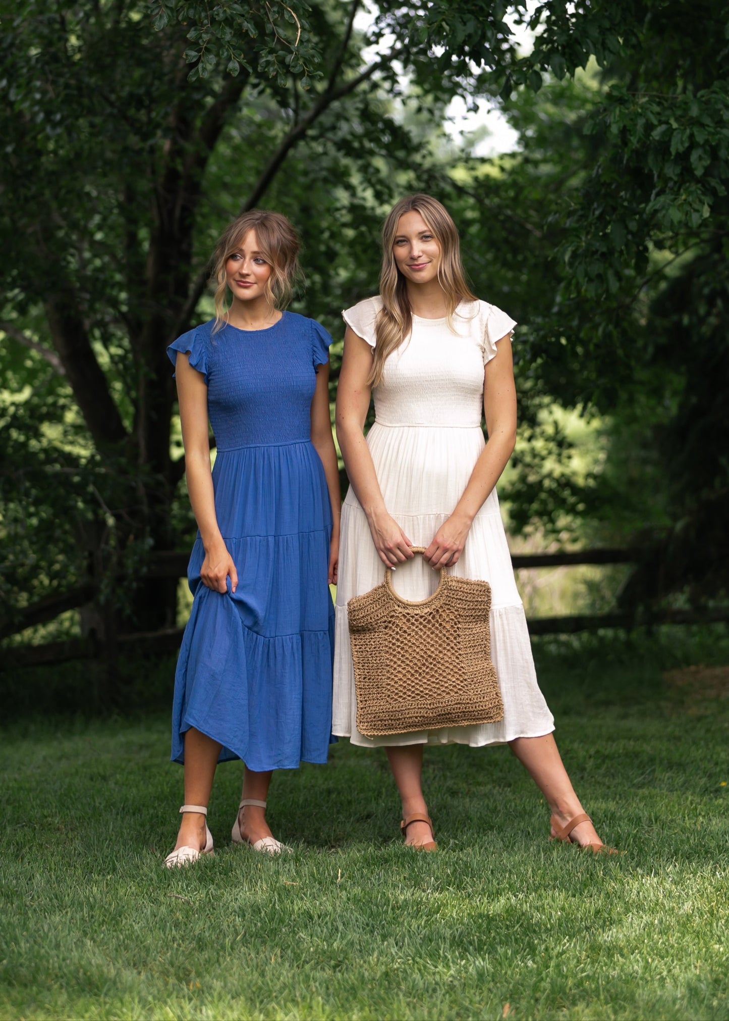 Lorelai Smocked Tiered Midi Dress FF Dresses