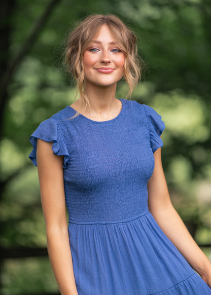 Lorelai Smocked Tiered Midi Dress FF Dresses