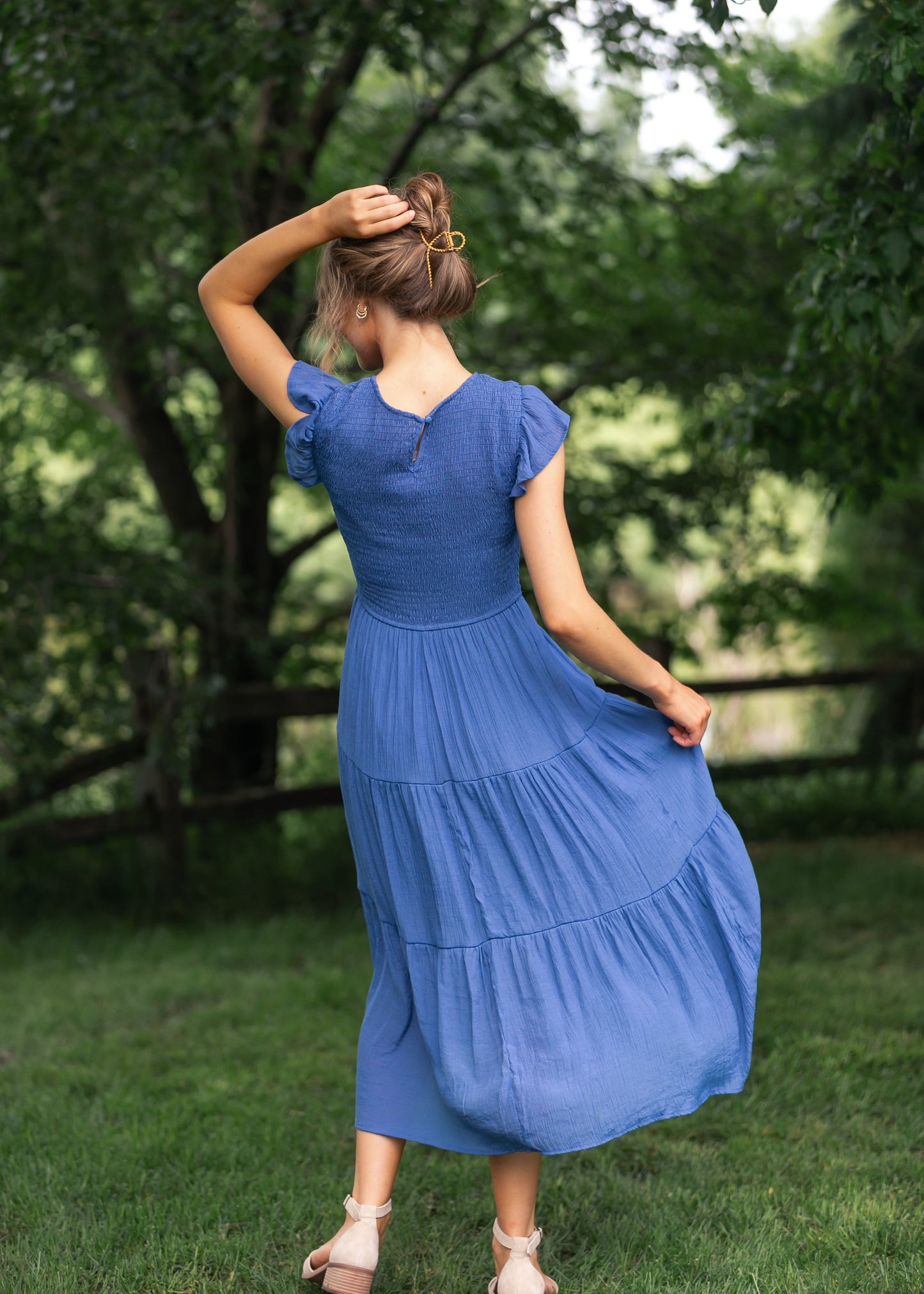 Lorelai Smocked Tiered Midi Dress FF Dresses