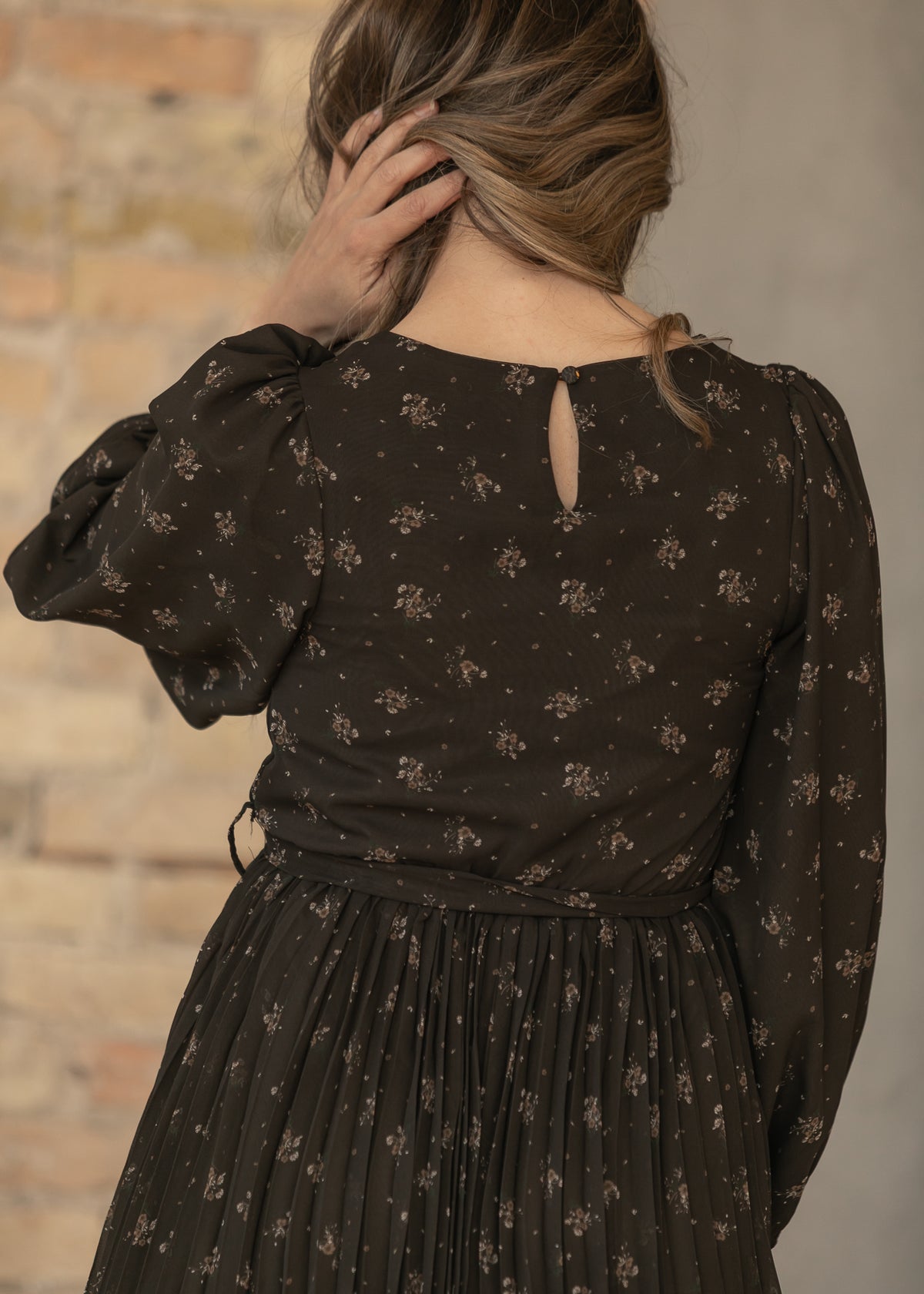 Louise Brown Floral Pleated Midi Dress IC Dresses