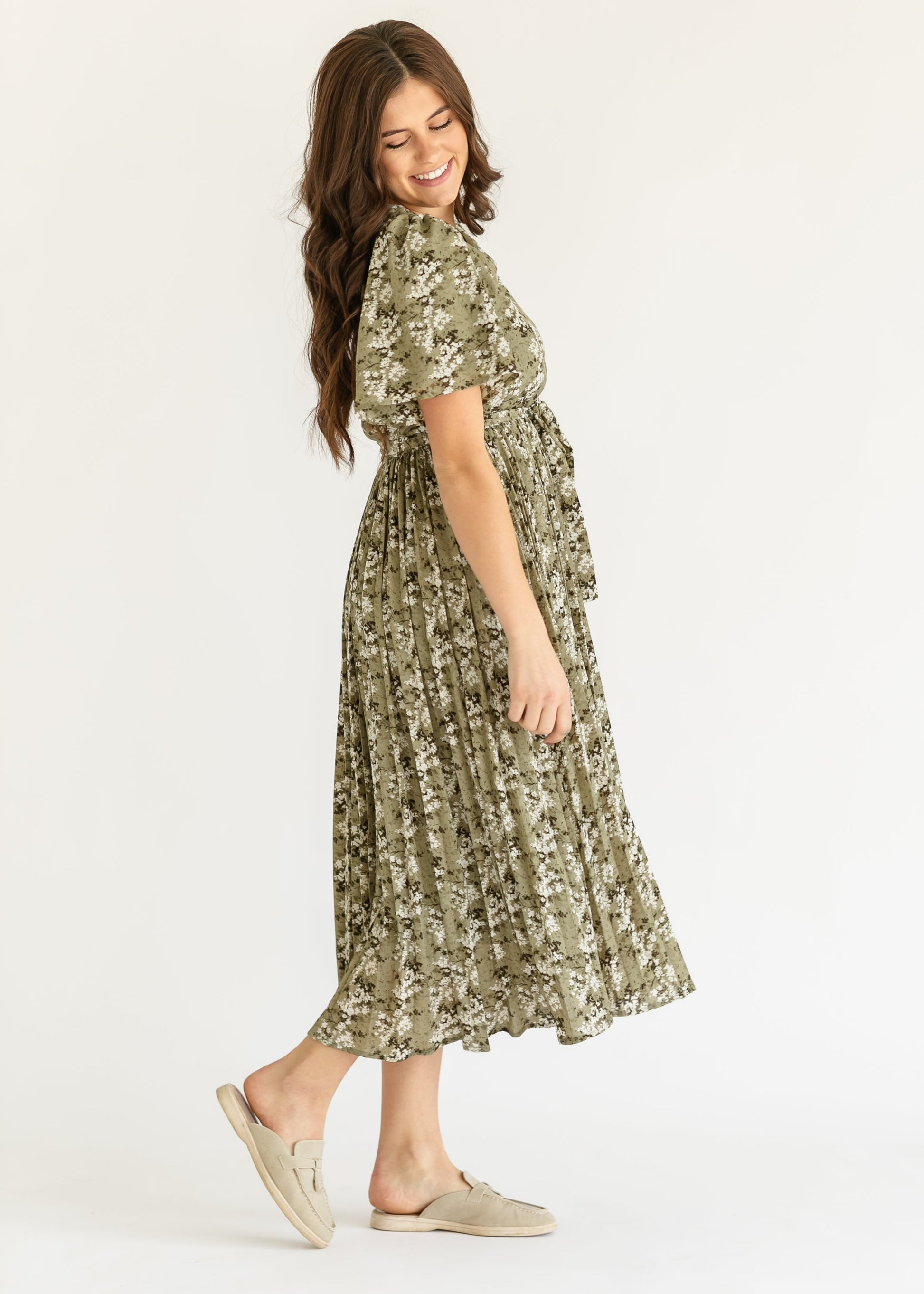 Louise Short Sleeve Pleated Midi Dress - FINAL SALE Inherit Co. Louise Short Sleeve Pleated Midi Dress - FINAL SALE Inherit Co.