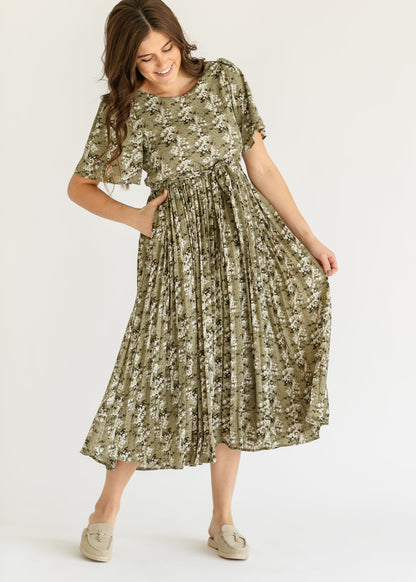 Louise Short Sleeve Pleated Midi Dress - FINAL SALE Inherit Co. Louise Short Sleeve Pleated Midi Dress - FINAL SALE Inherit Co.