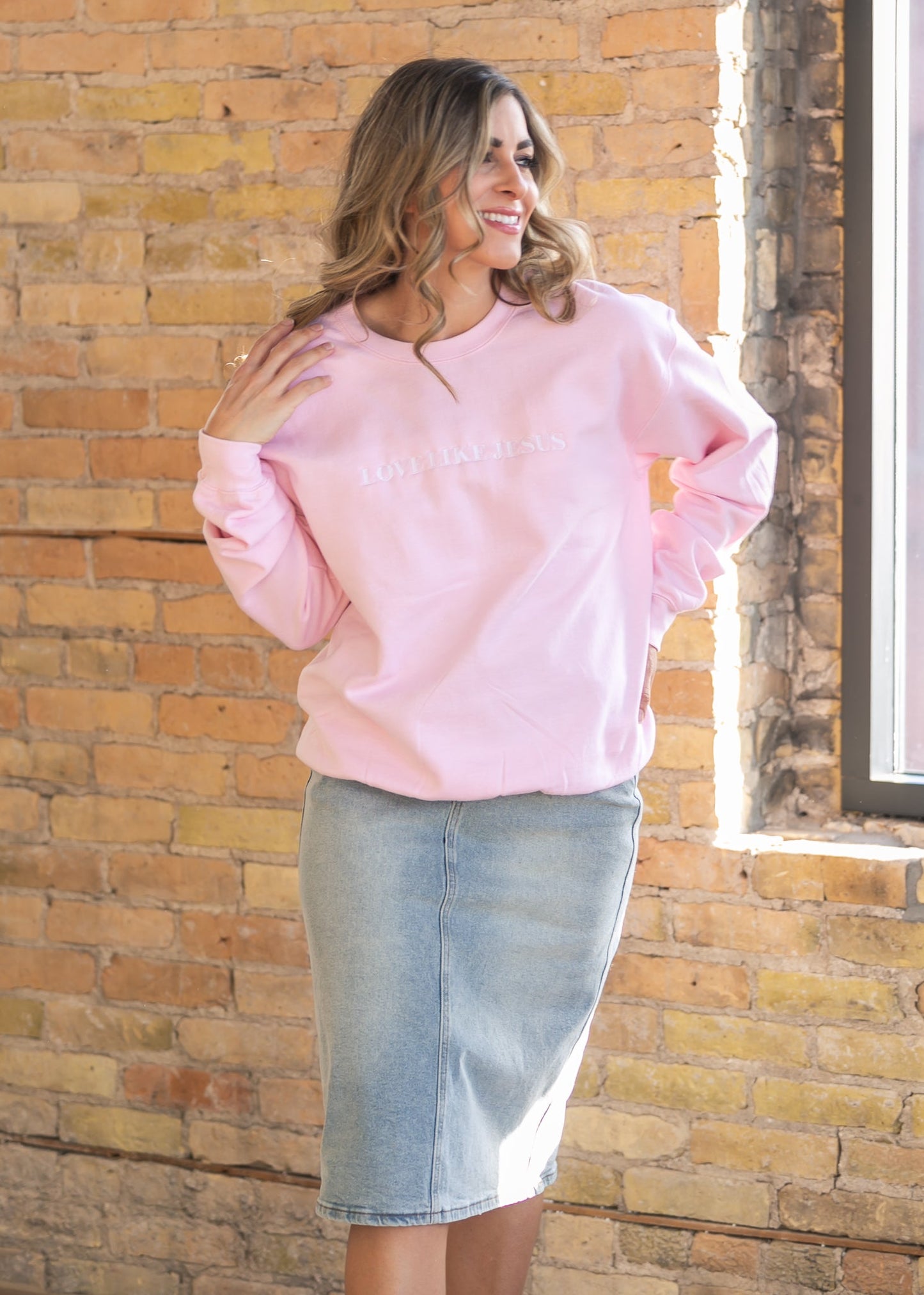 Love Like Jesus Embroidered Sweatshirt FF Tops