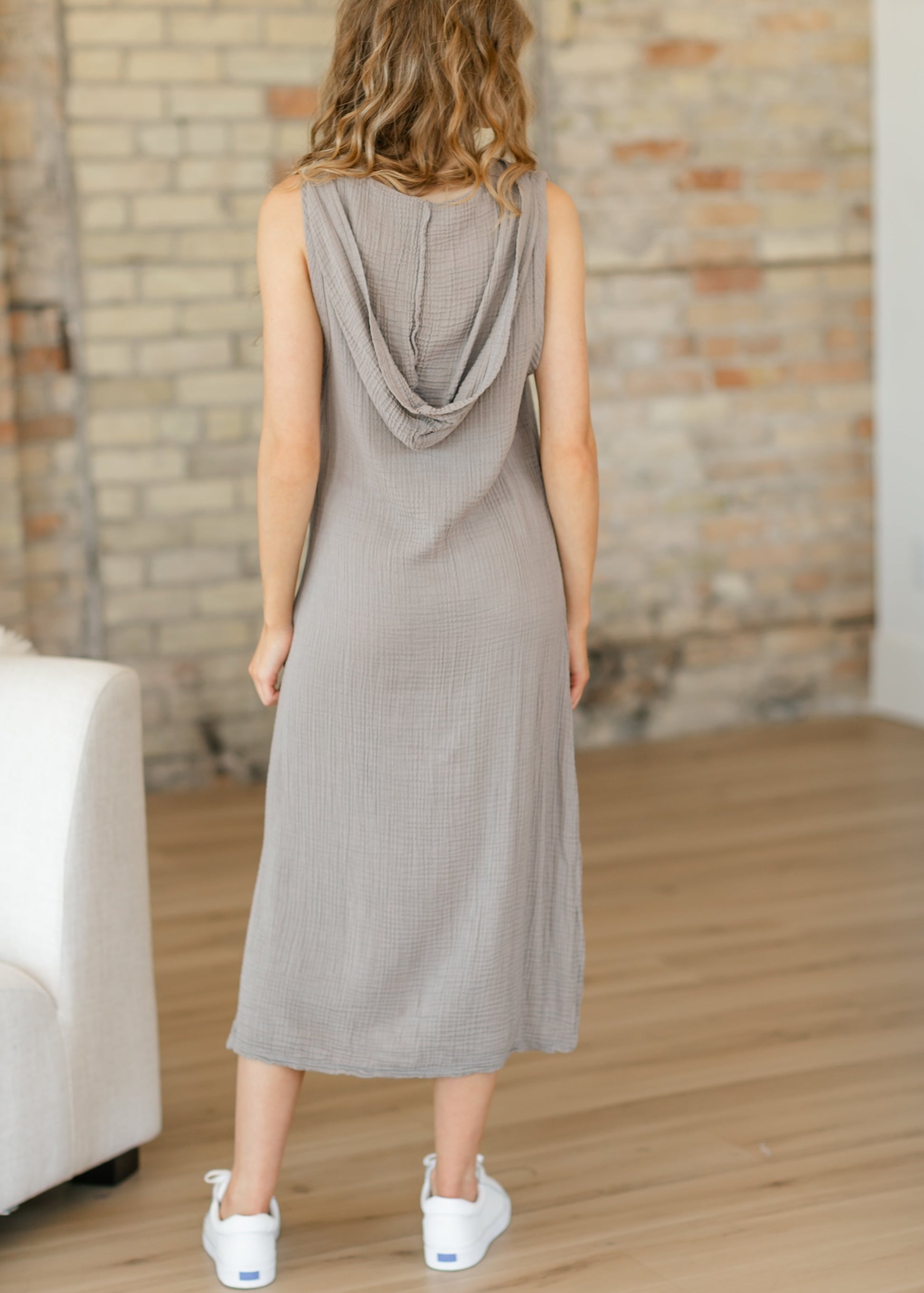 Lucia Garment Dyed Hooded Gauze Dress FF Dresses