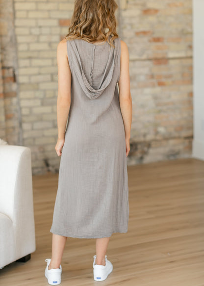 Lucia Garment Dyed Hooded Gauze Dress FF Dresses