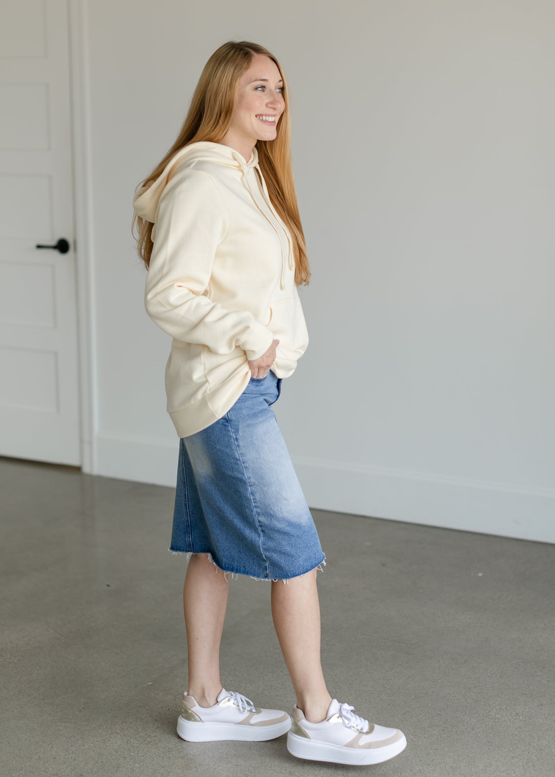 Lucy Long Sleeve Hoodie Sweatshirt FF Tops