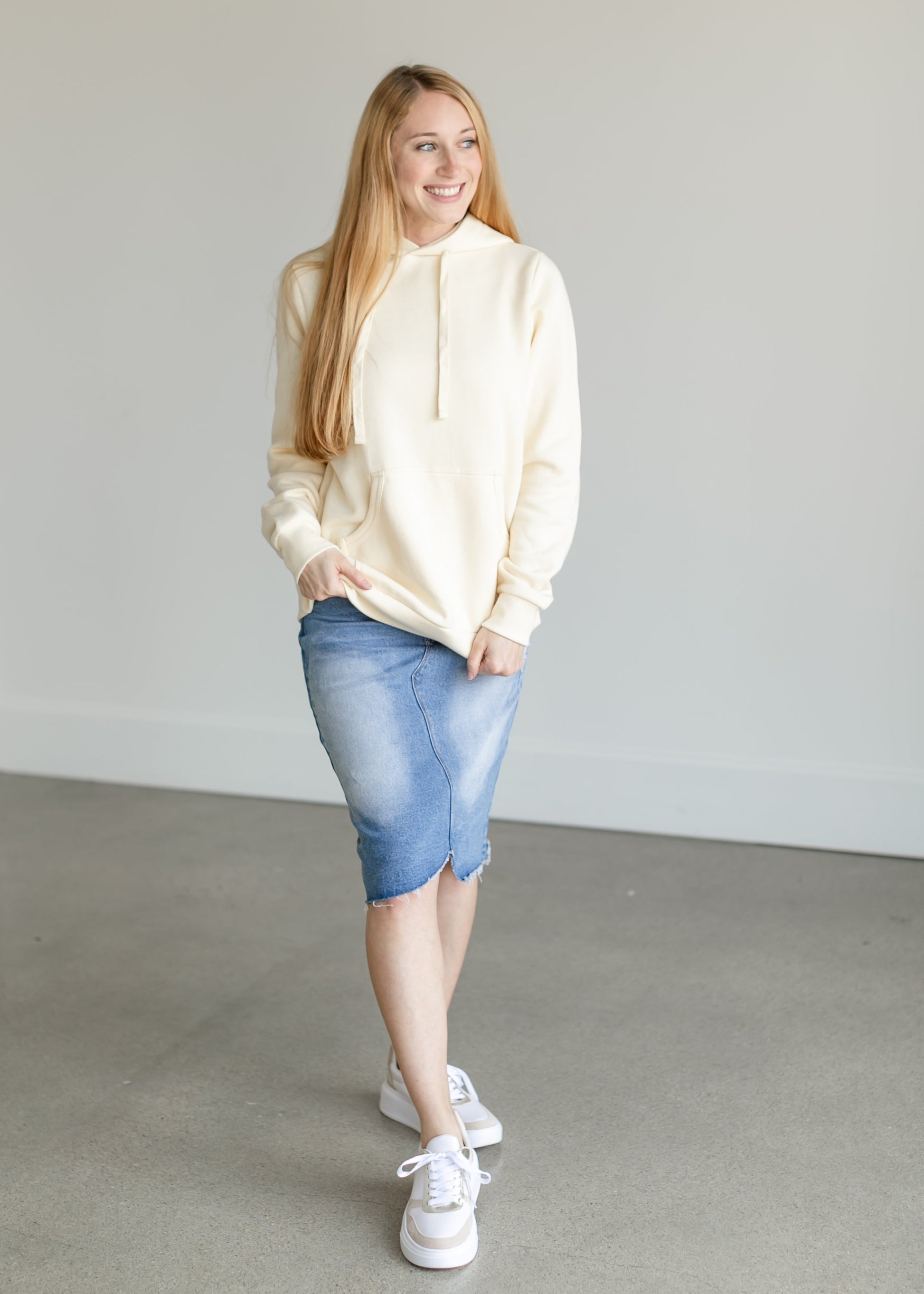 Lucy Long Sleeve Hoodie Sweatshirt FF Tops