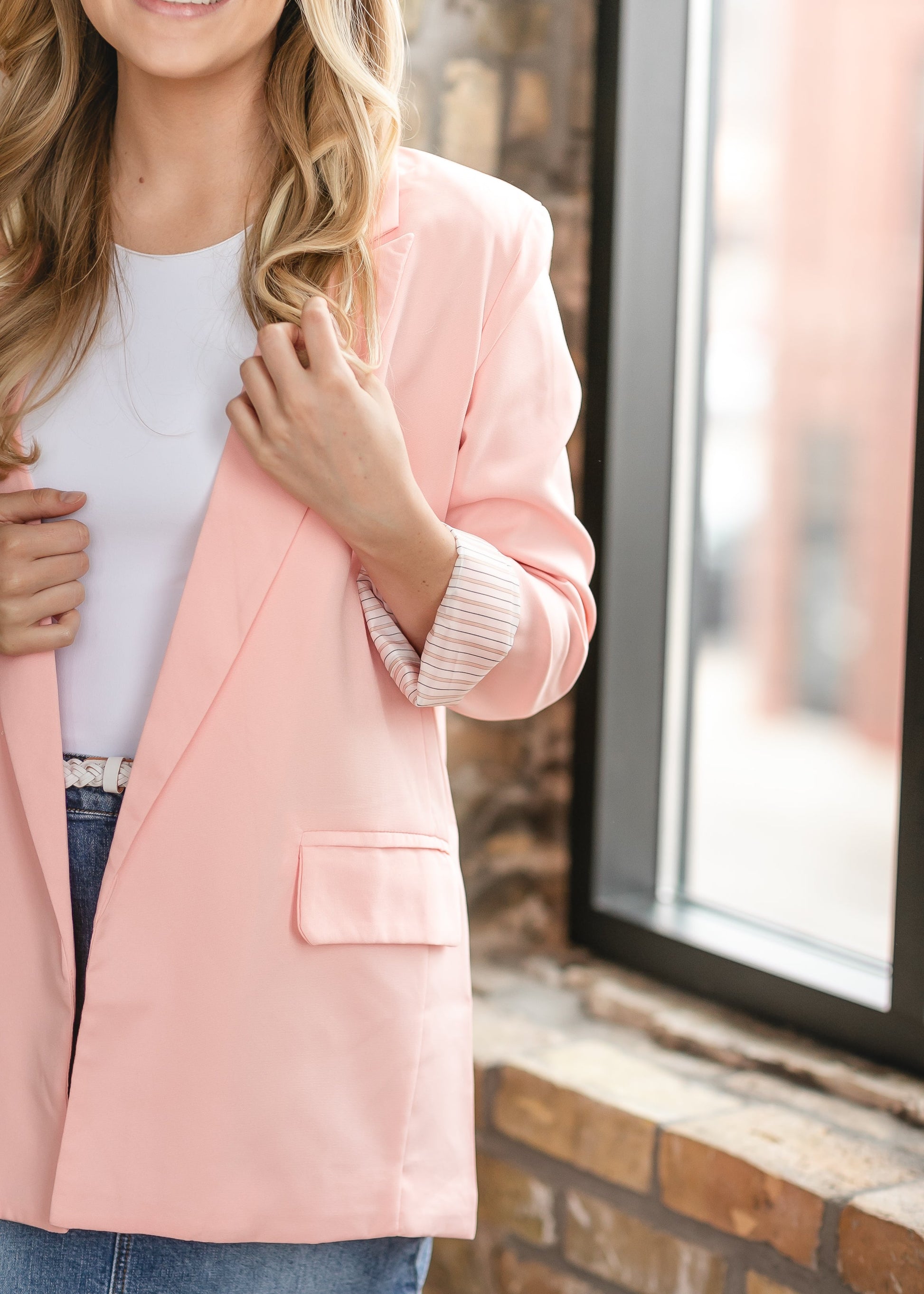 Lucy Open Front Classic Lapel Blazer FF Tops