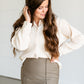 Luke Pleated Button-up Top FF Tops