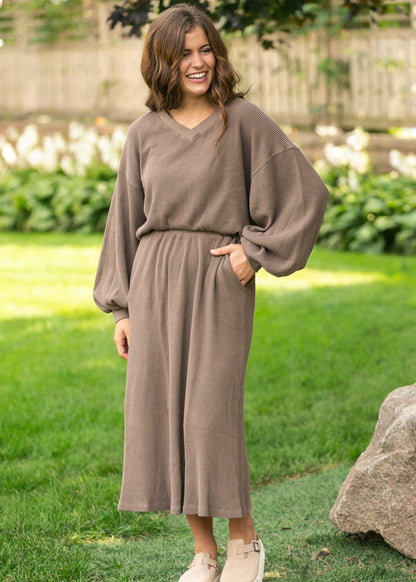 Lynette Waffle Thermal V-Neck Set (Copy) IC Tops