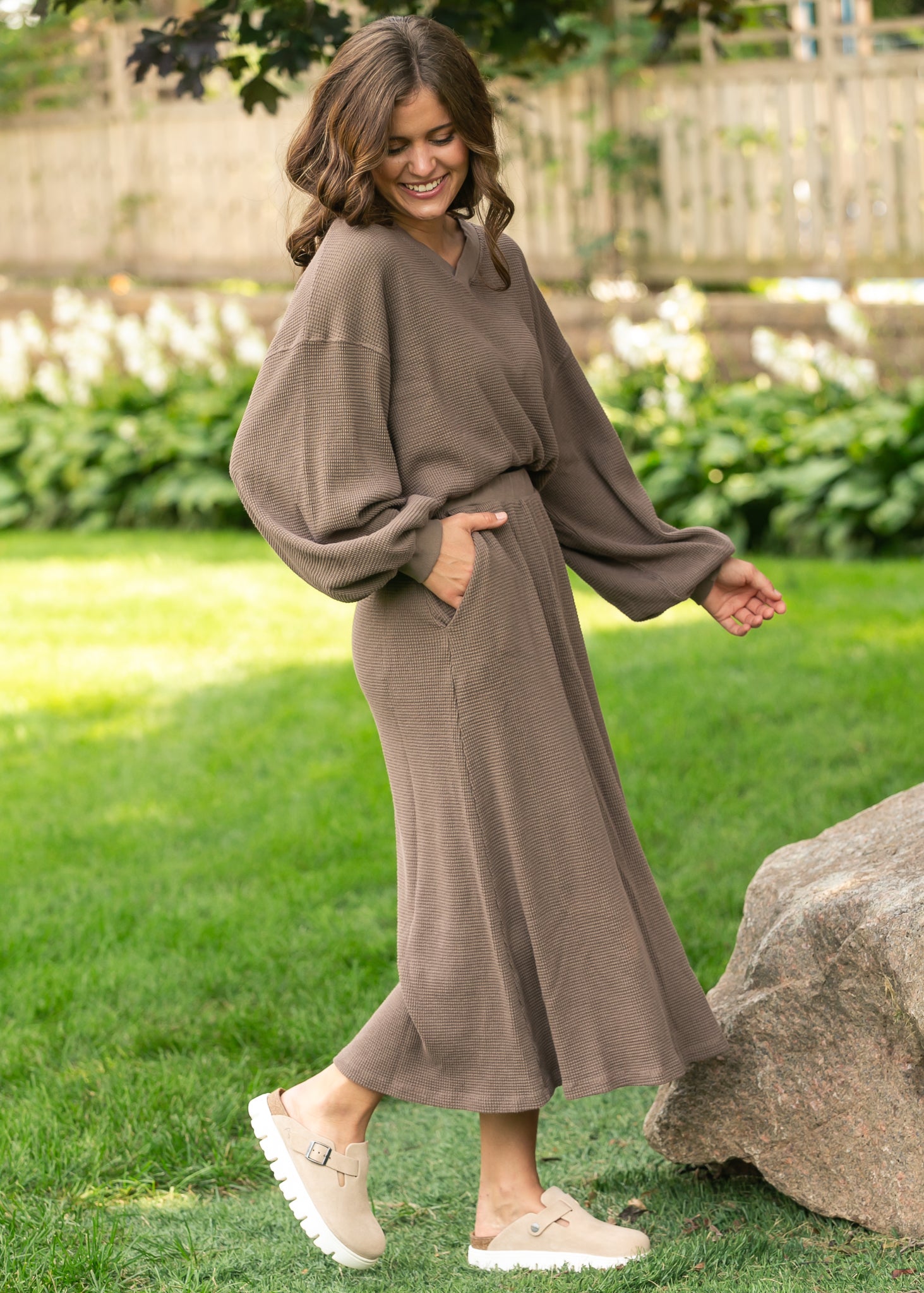 Lynette Waffle Thermal V-Neck Set (Copy) IC Tops