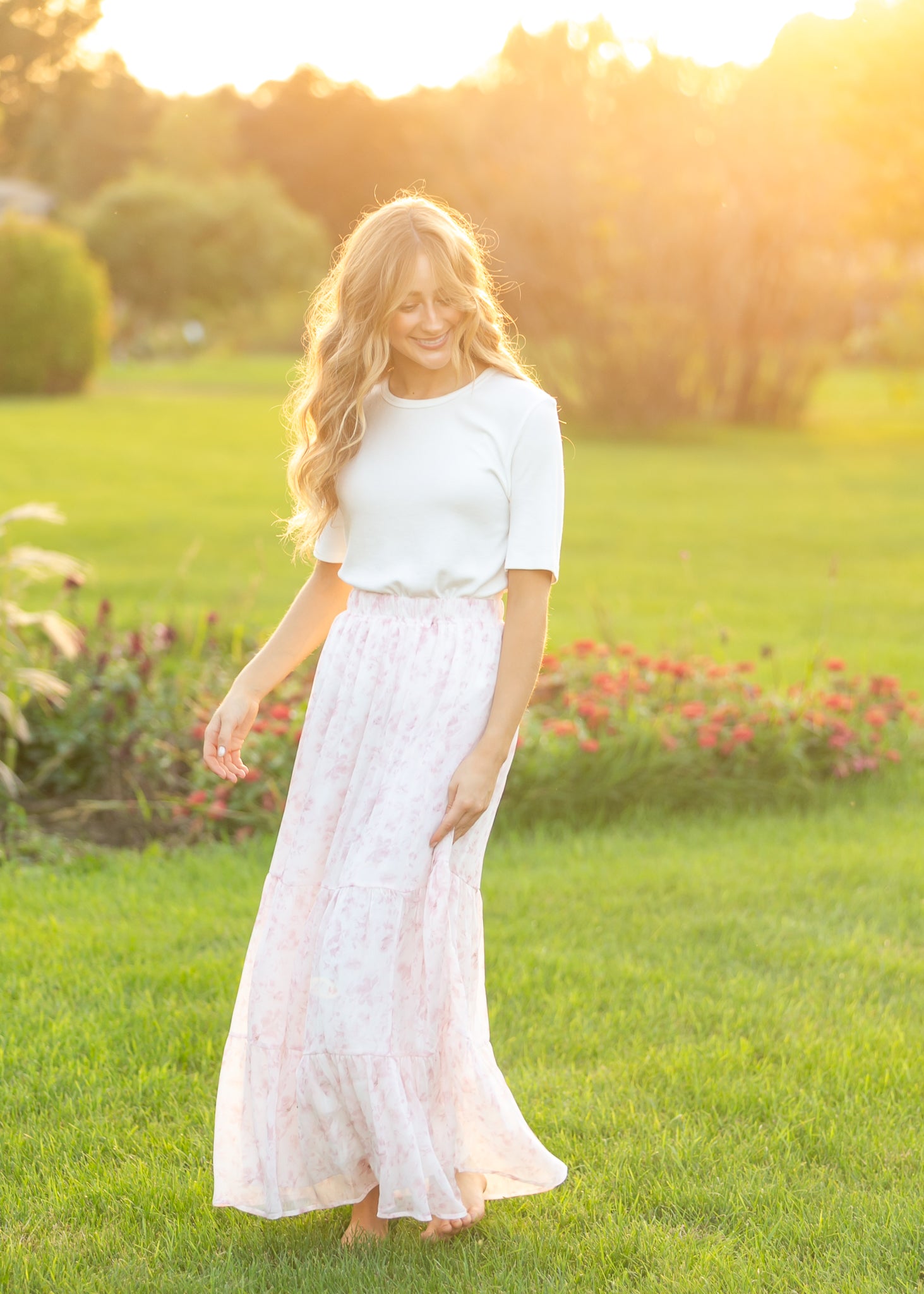 Lynn Pink Floral Maxi Skirt IC Skirts