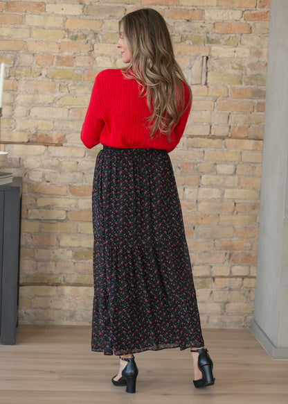 Lynn Red Floral Tiered Maxi Skirt IC Skirts
