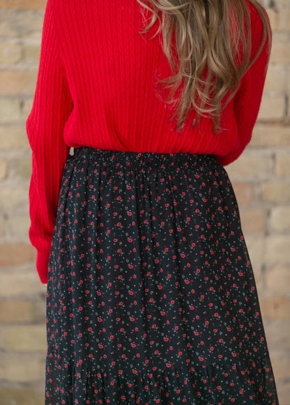 Lynn Red Floral Tiered Maxi Skirt IC Skirts