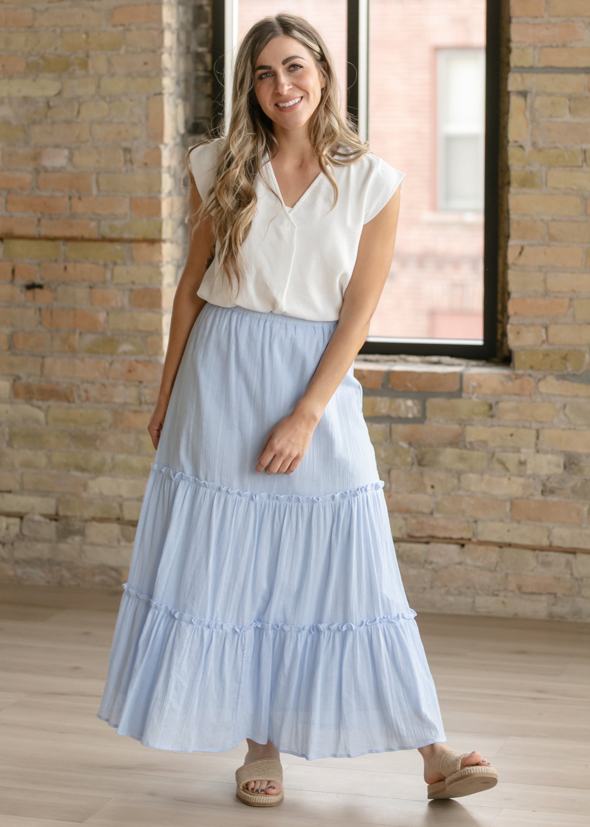 Madison V-neck Short Sleeve Flowy Top IC Tops