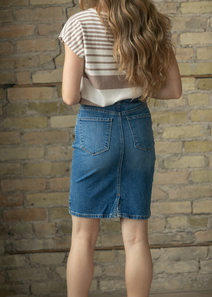 Maelia Medium Wash Denim Midi Skirt IC Skirts