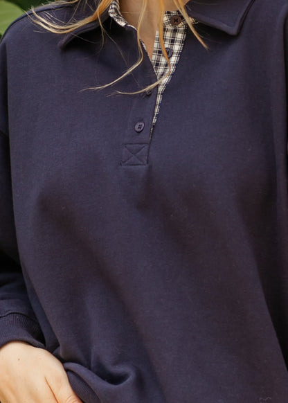 Maggie Checker Contrast Sweater FF Tops