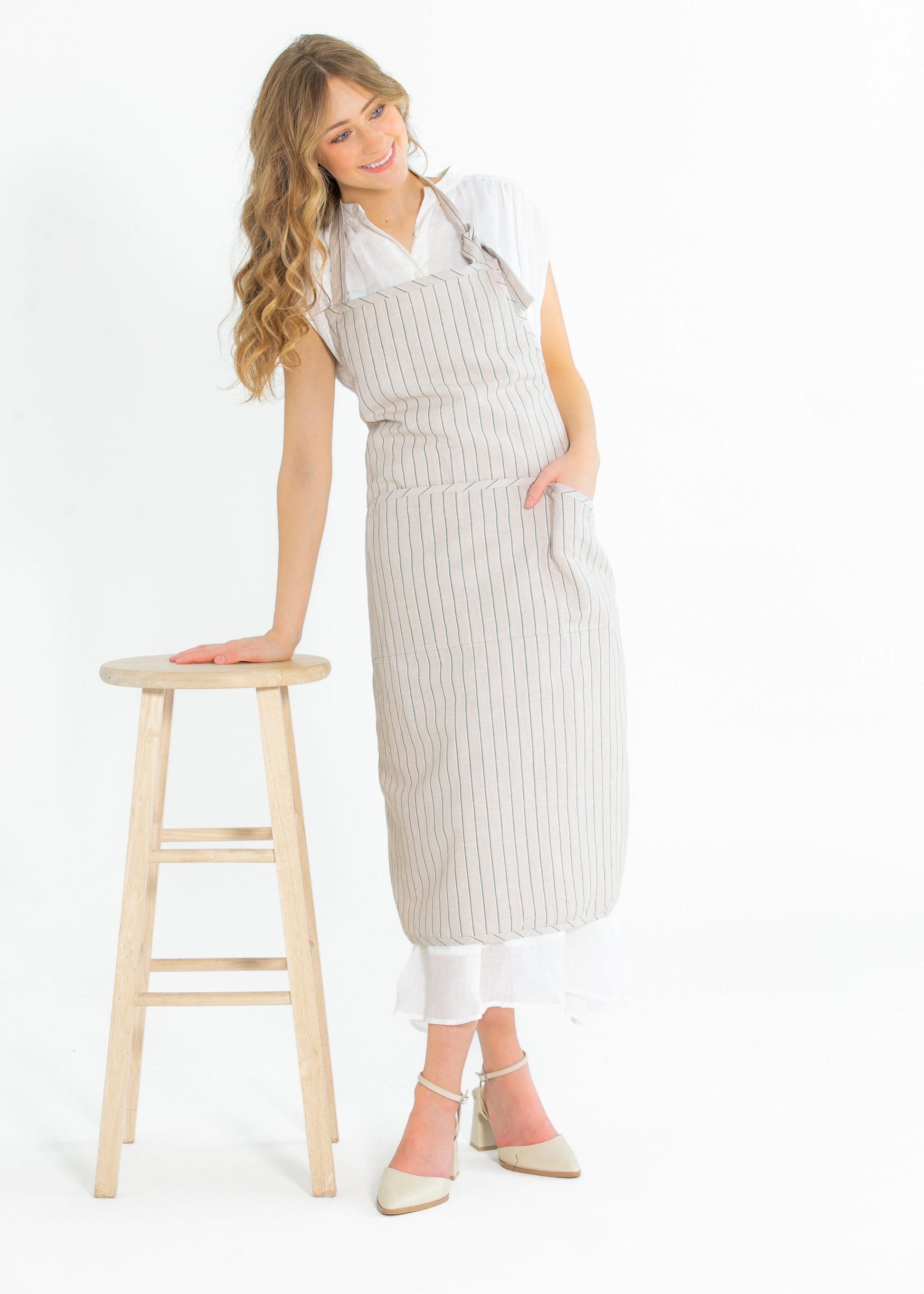 Maison Linen Blend Striped Apron FF Home + Lifestyle