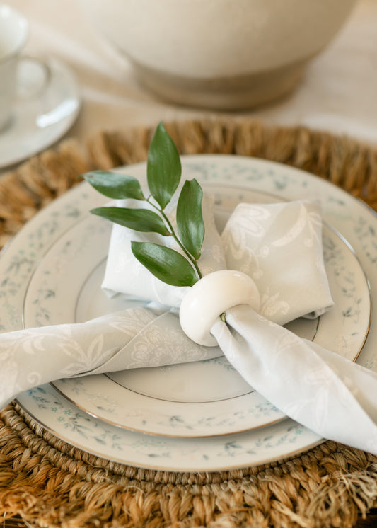 Marble Napkin Rings White 4pc Set Gifts