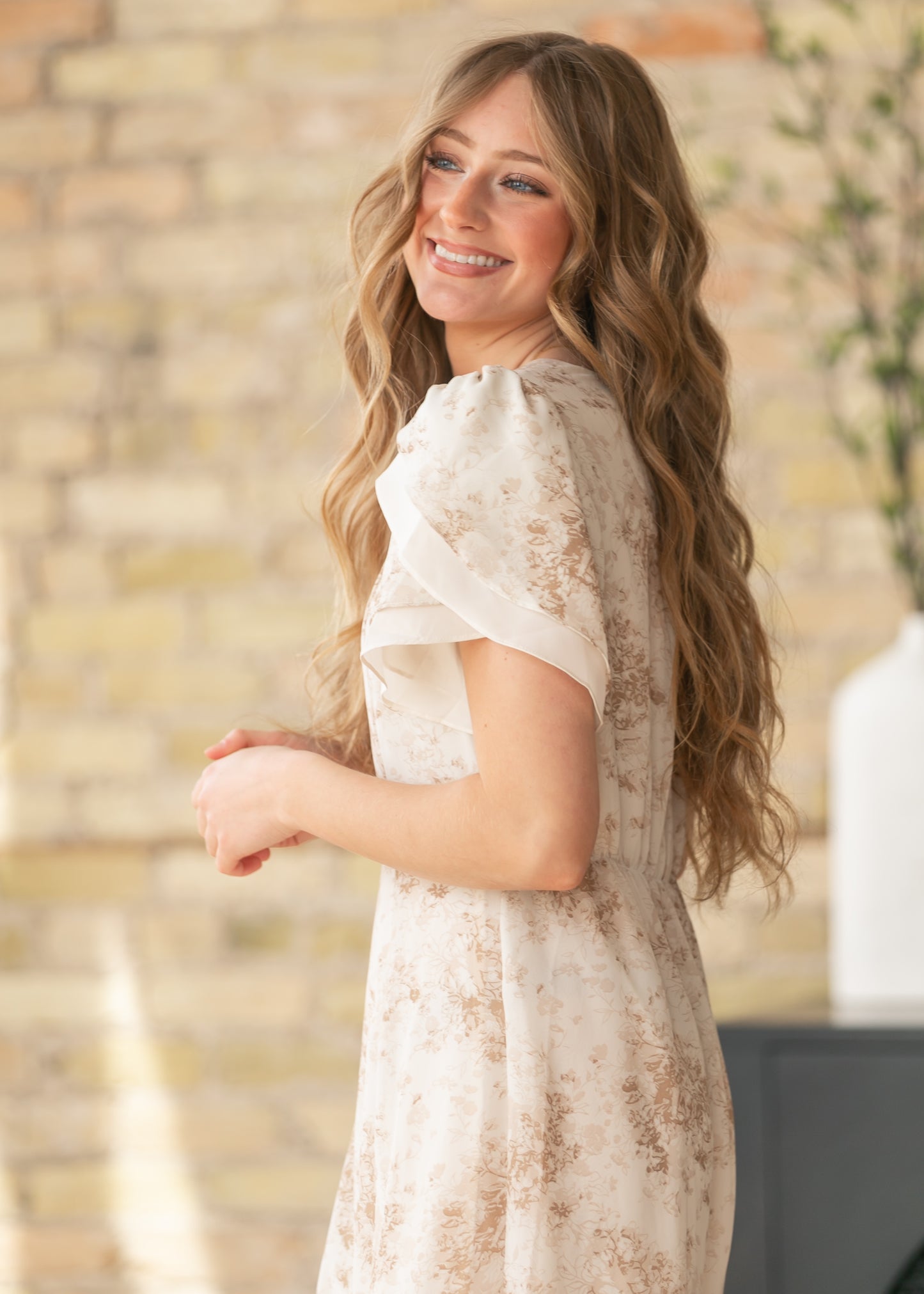 Maren Brown Floral Straight Maxi Dress IC Dresses