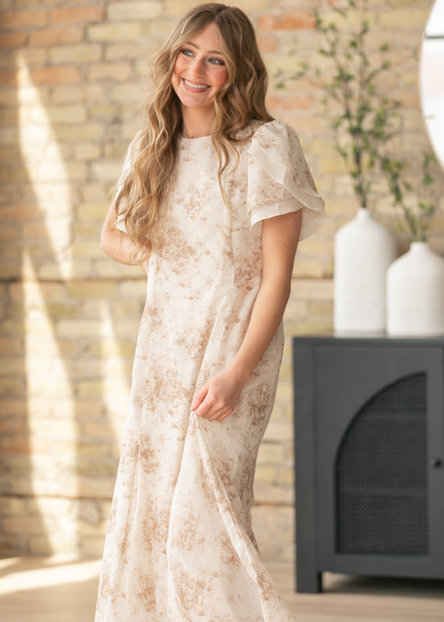 Maren Brown Floral Straight Maxi Dress IC Dresses