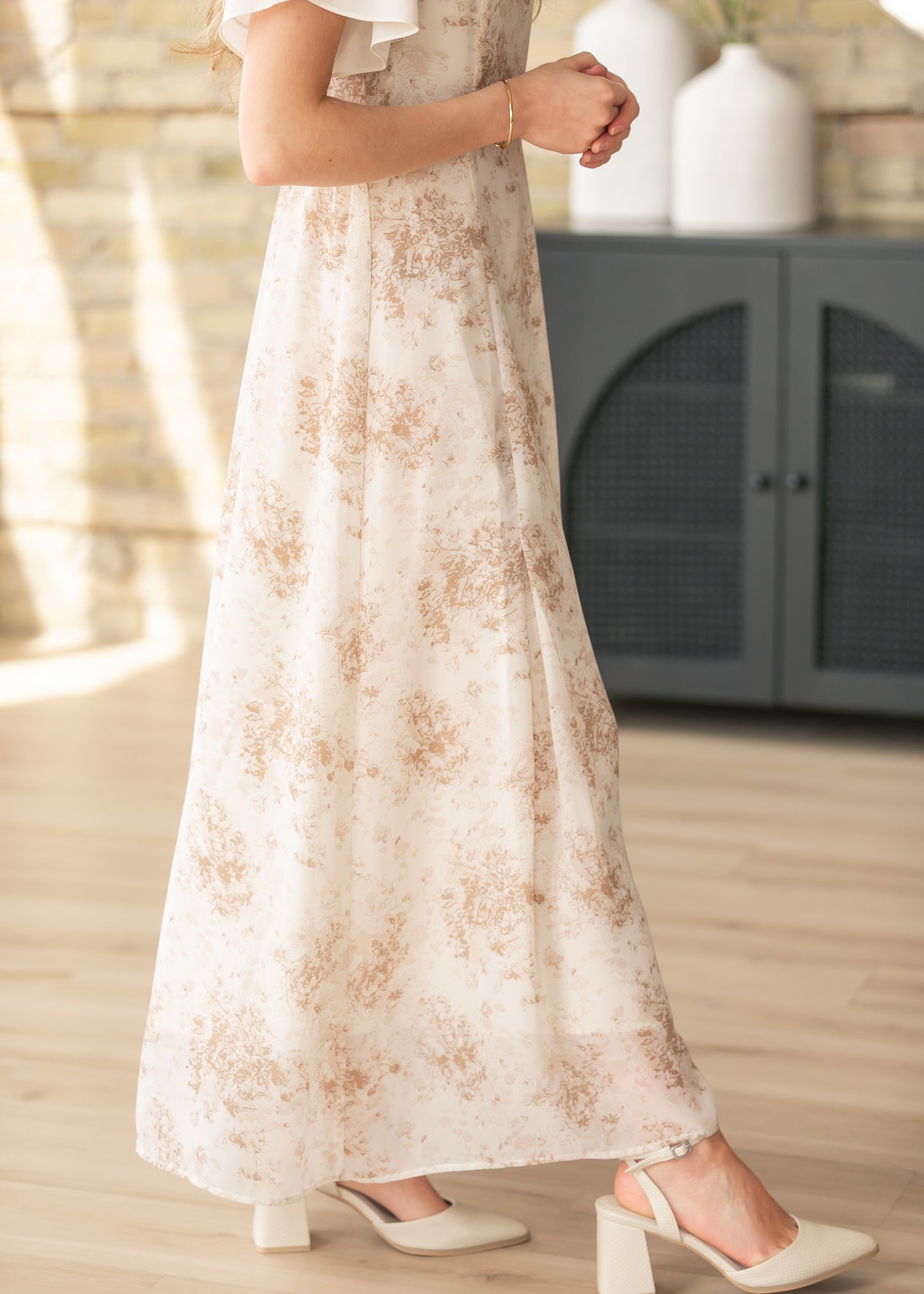 Maren Brown Floral Straight Maxi Dress IC Dresses