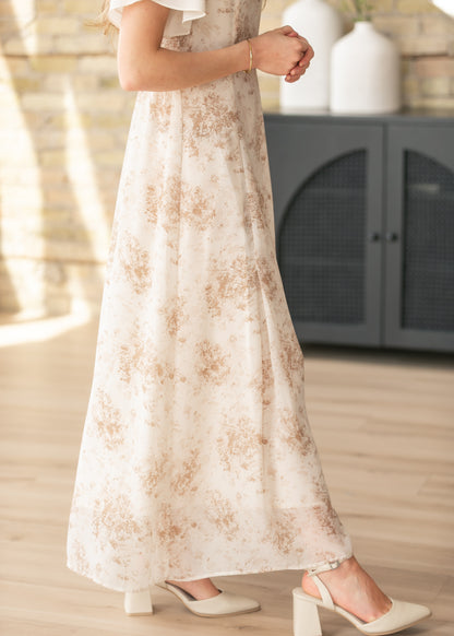 Maren Brown Floral Straight Maxi Dress IC Dresses