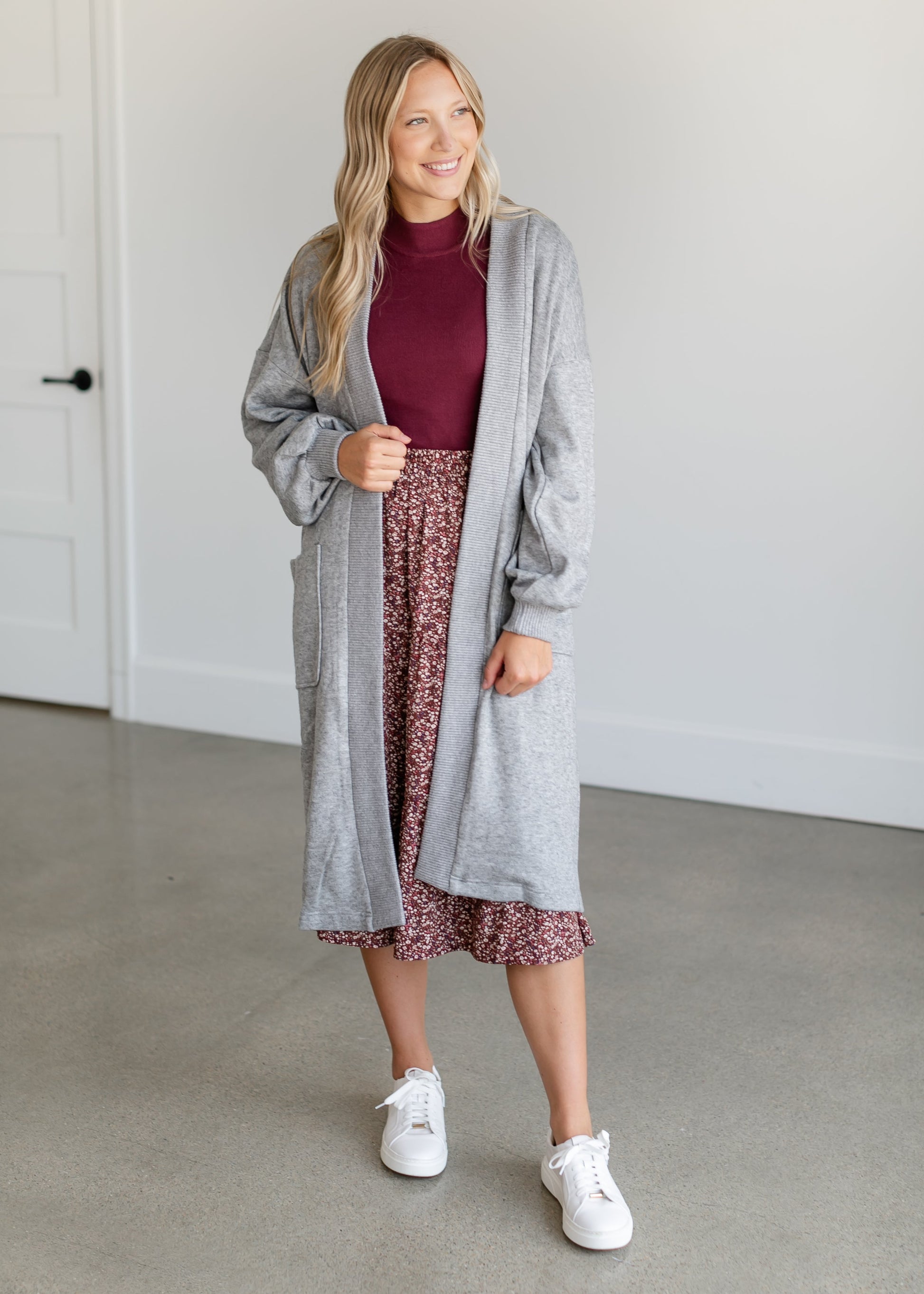 Marla Duster Sweater Coat FF Tops Heather Gray / XS