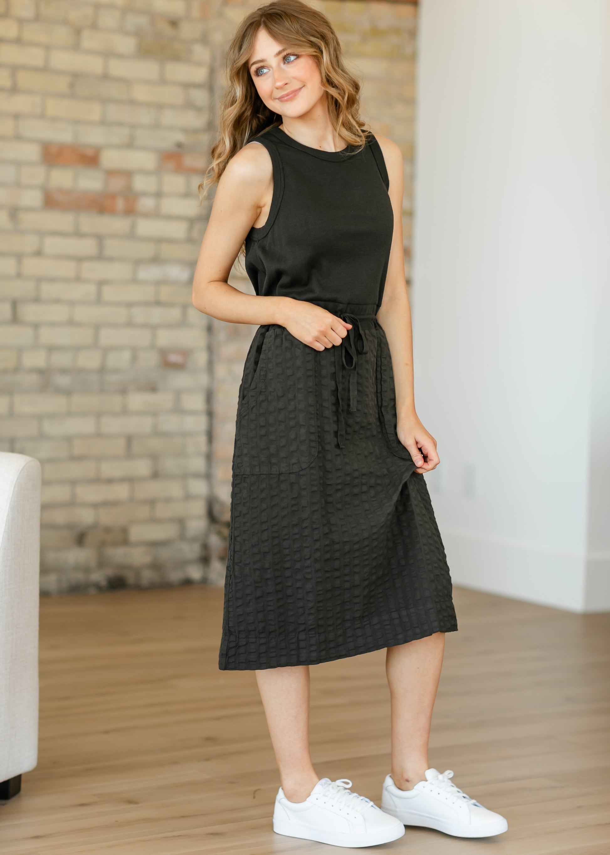 Marli Garment Dyed Ribbed Top Dress FF Dresses
