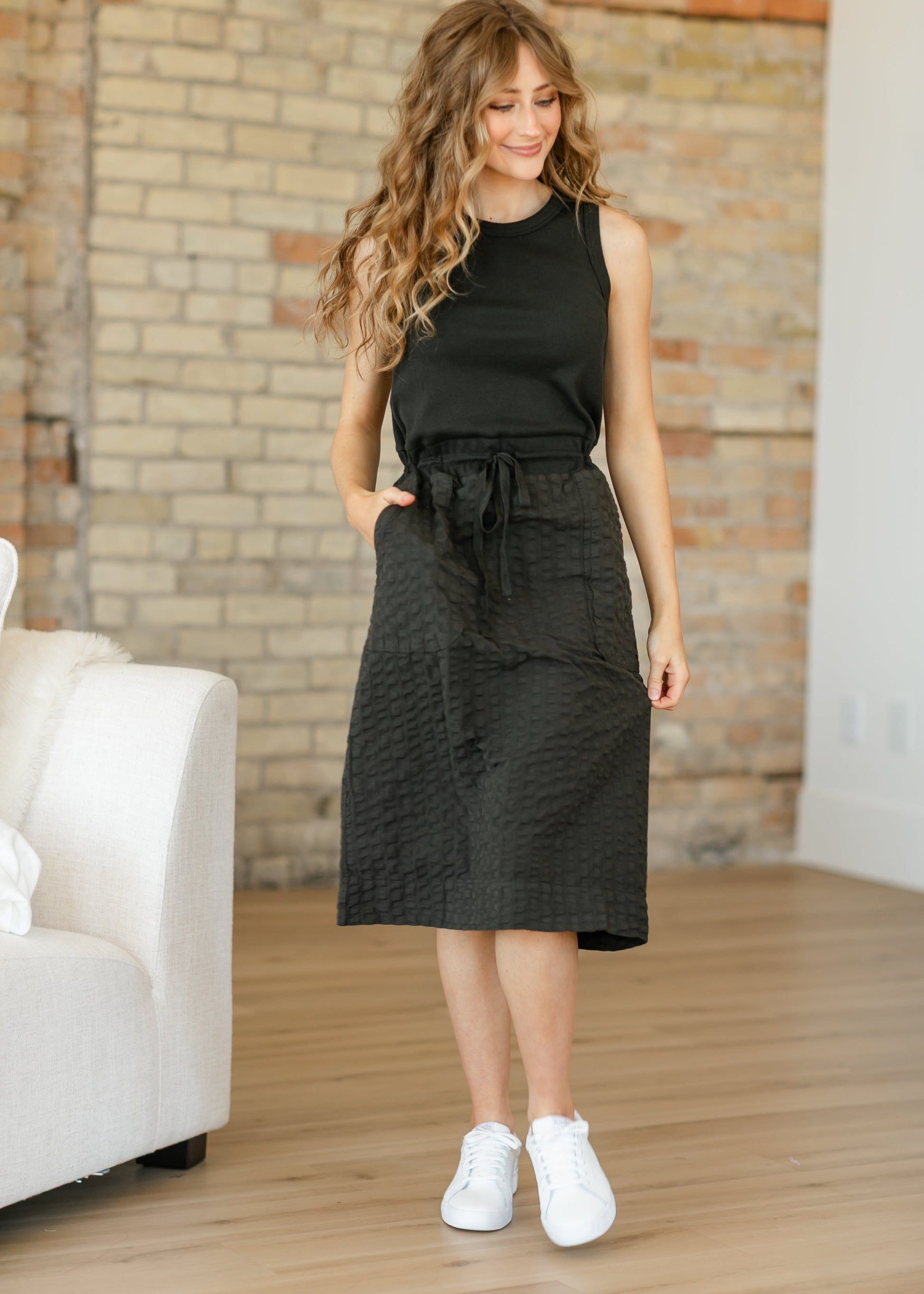 Marli Garment Dyed Ribbed Top Dress FF Dresses