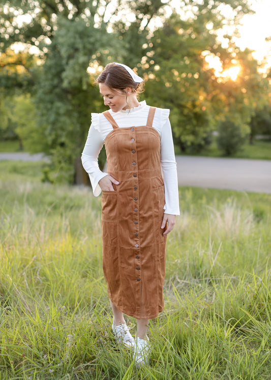 Marlow Corduroy Midi Jumper Dress FF Dresses