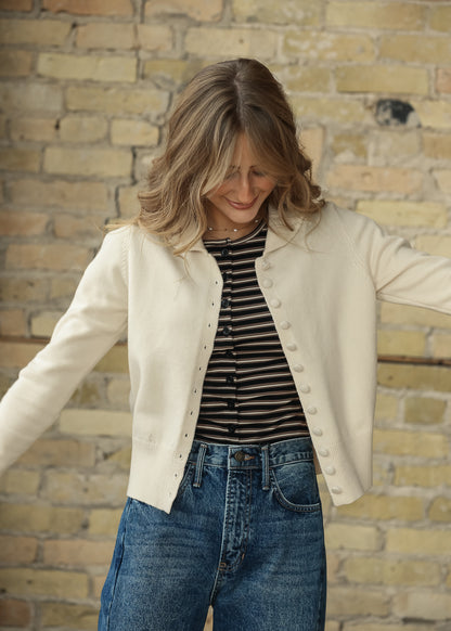 Mary Jane Collared Button Cardigan FF Tops