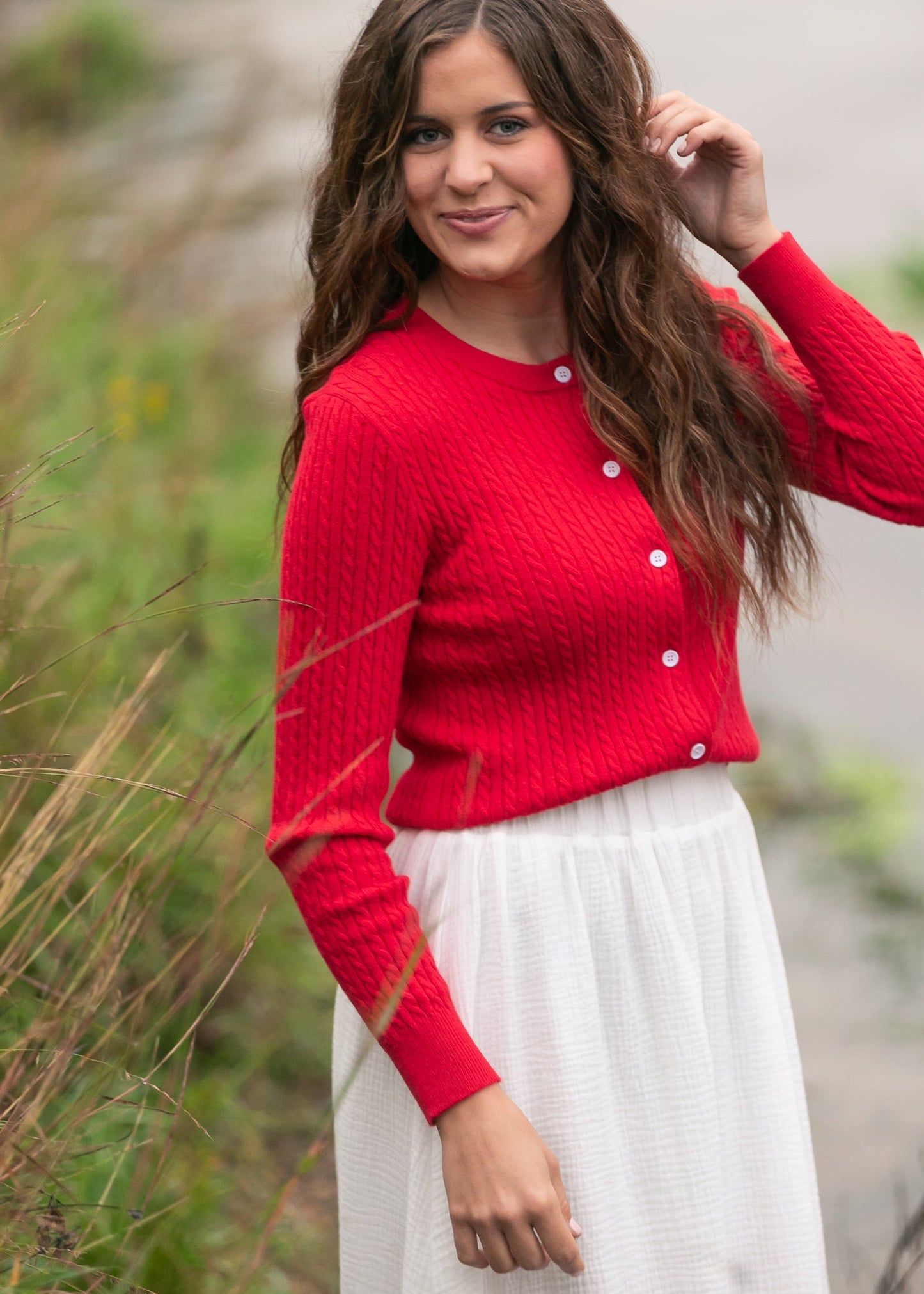 Mason Red Button Up Cardigan FF Layering Essentials