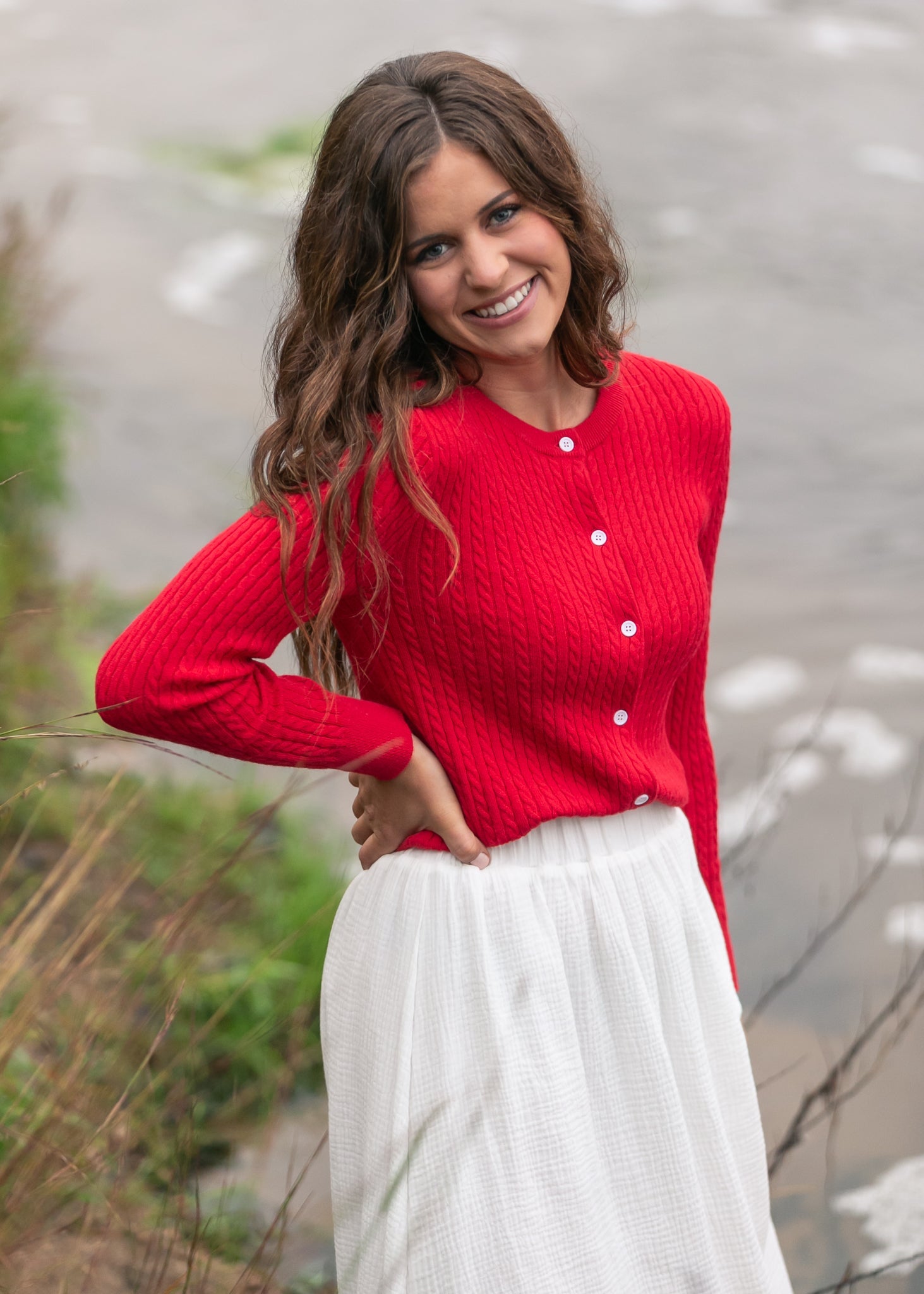 Mason Red Button Up Cardigan FF Layering Essentials