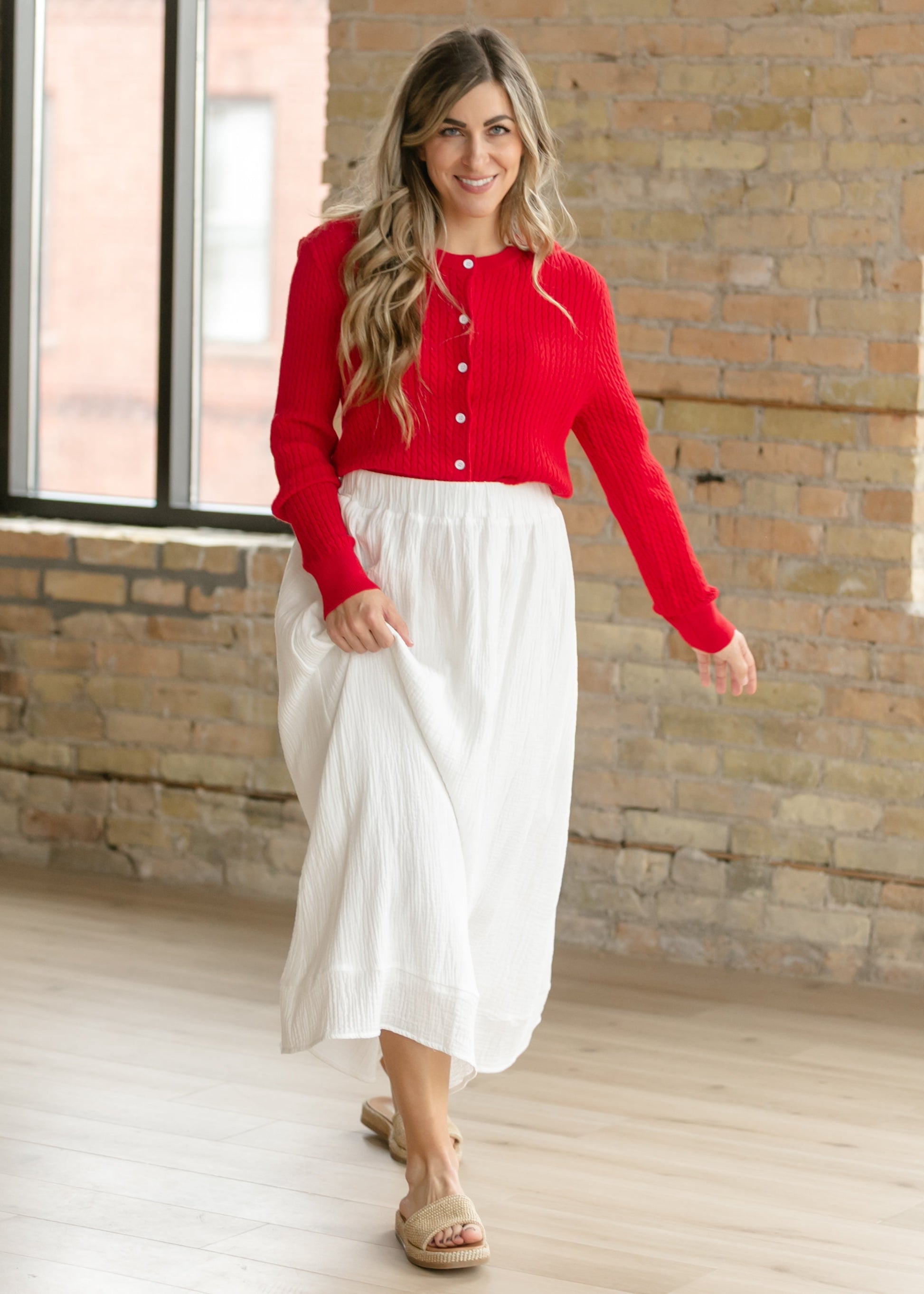 Mason Red Button Up Cardigan IC Layering Essentials