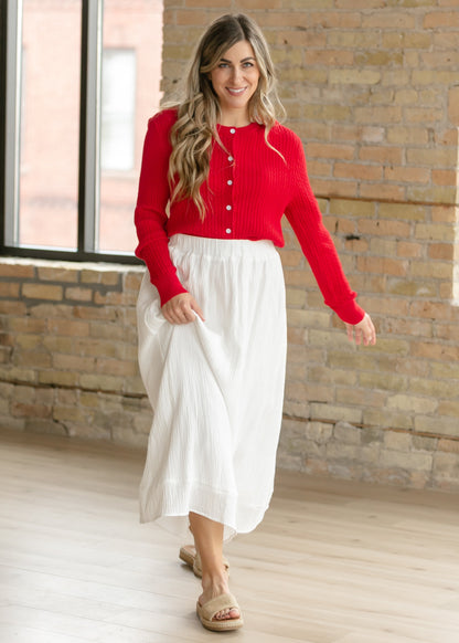 Mason Red Button Up Cardigan IC Layering Essentials