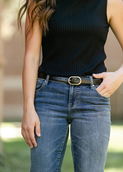 Matte Gold Oval Buckle Belt Accessories