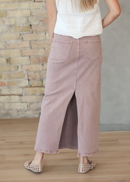 Mauve Denim Straight Fit Maxi Skirt FF Skirts