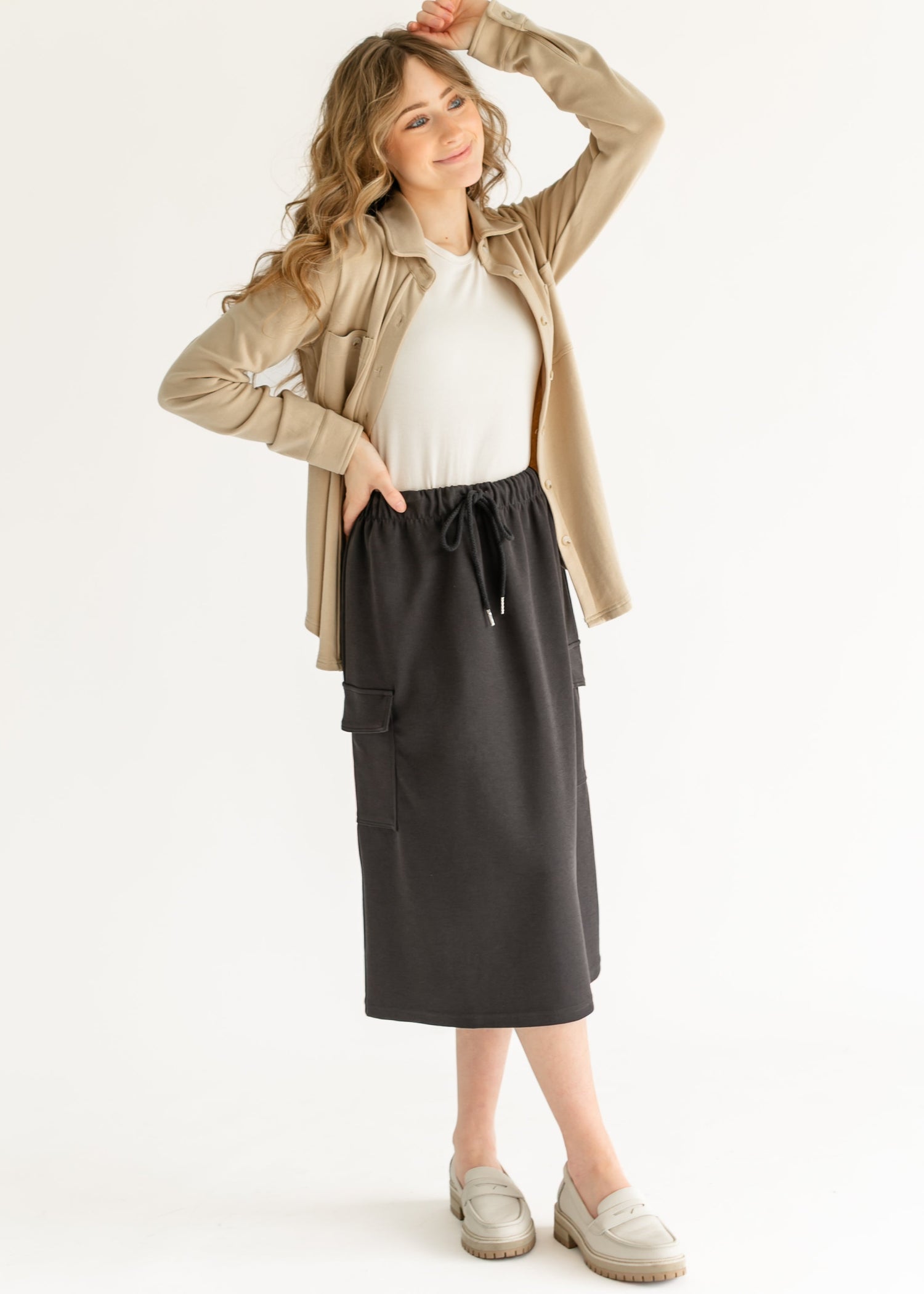 Mazie Midi A-line Cargo Skirt FF Skirts