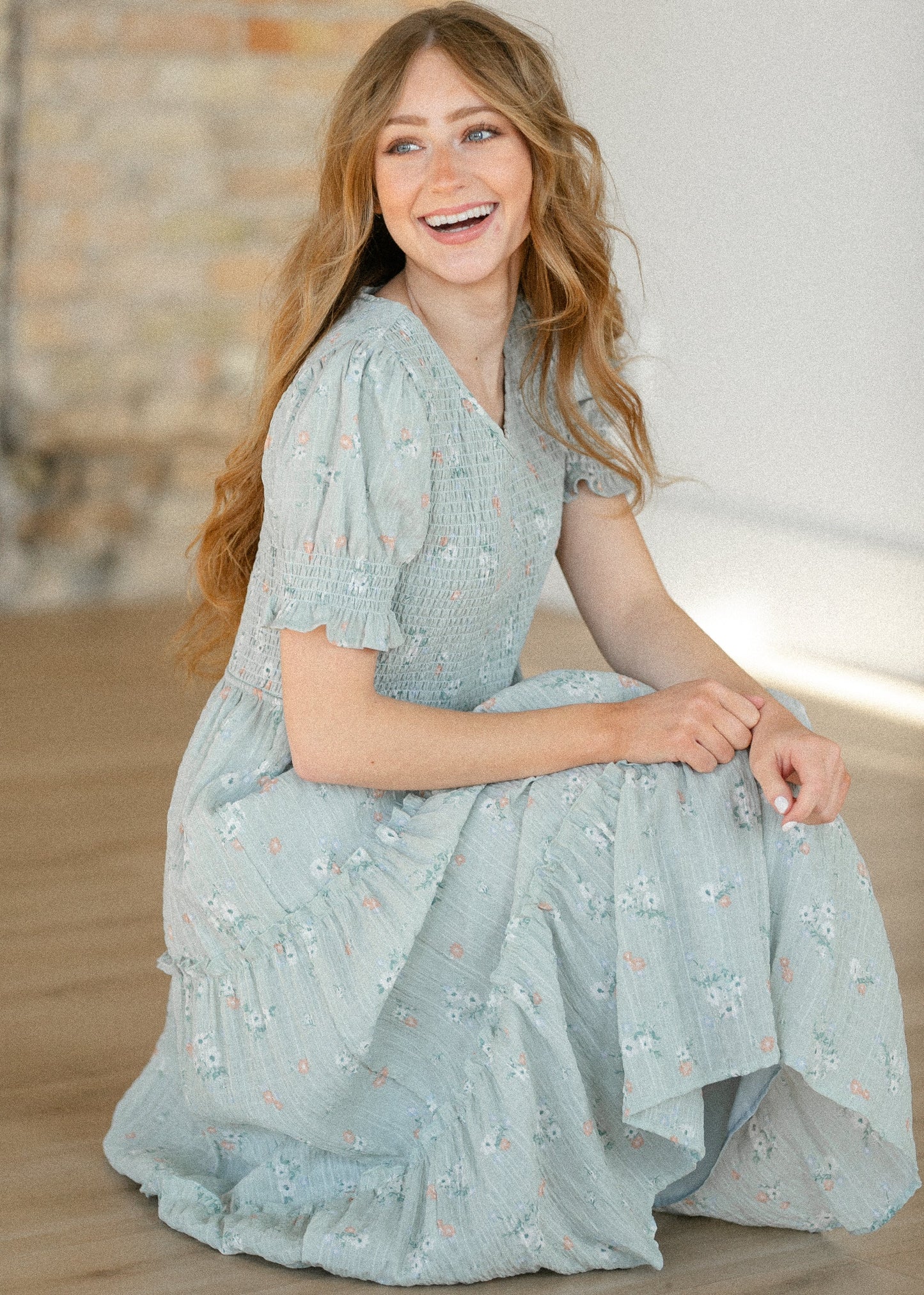 McCall Mint Smocked Midi Dress FF Dresses