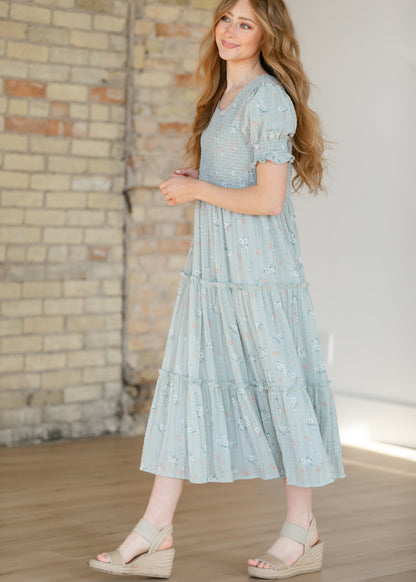 McCall Mint Smocked Midi Dress FF Dresses