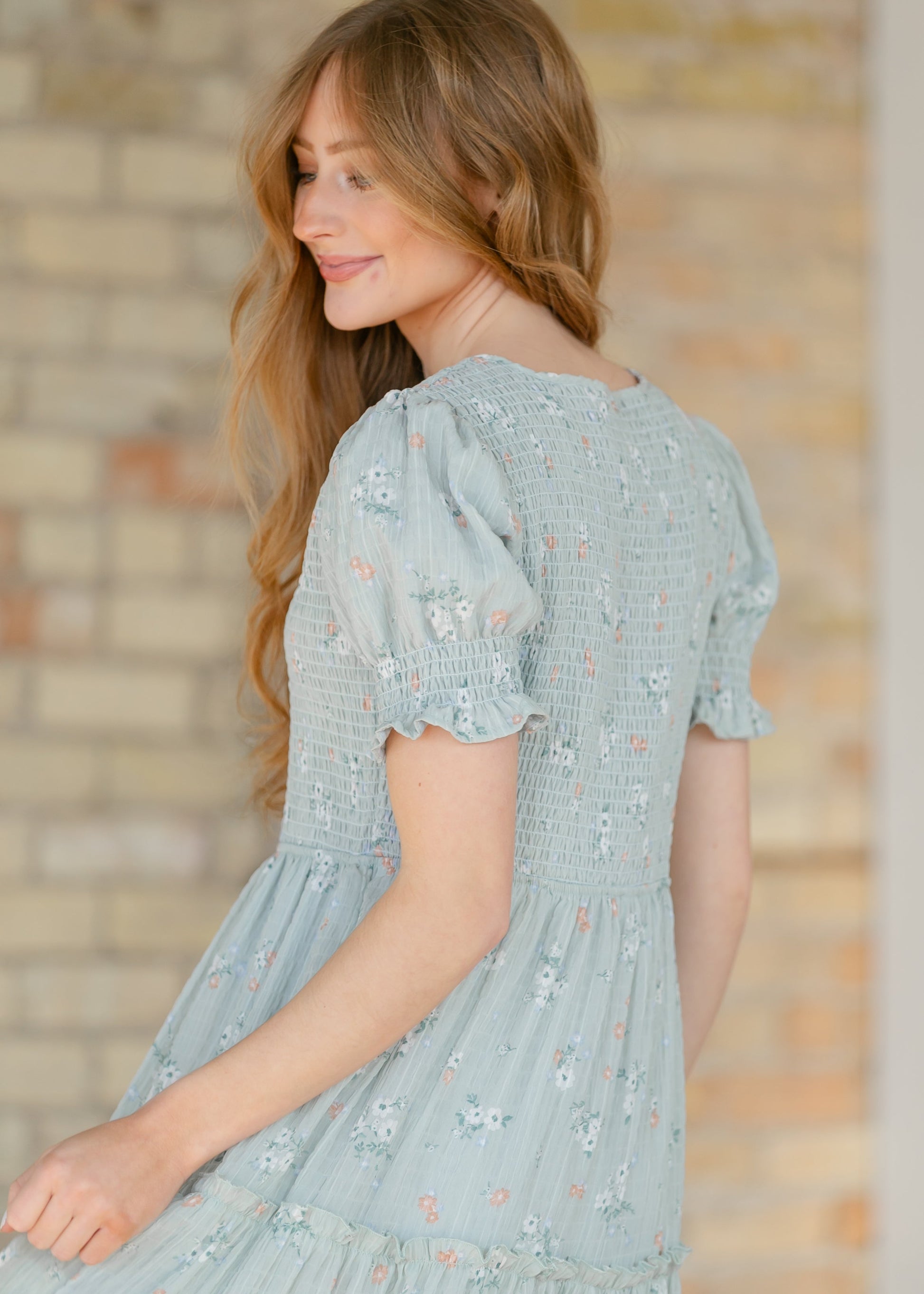 McCall Mint Smocked Midi Dress FF Dresses