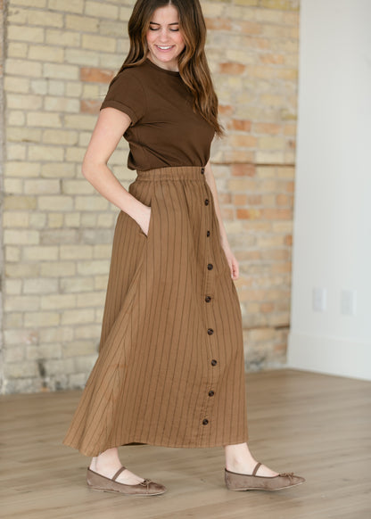 McKenna Brown Stripe Maxi Skirt IC Skirts