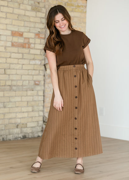 McKenna Brown Stripe Maxi Skirt IC Skirts