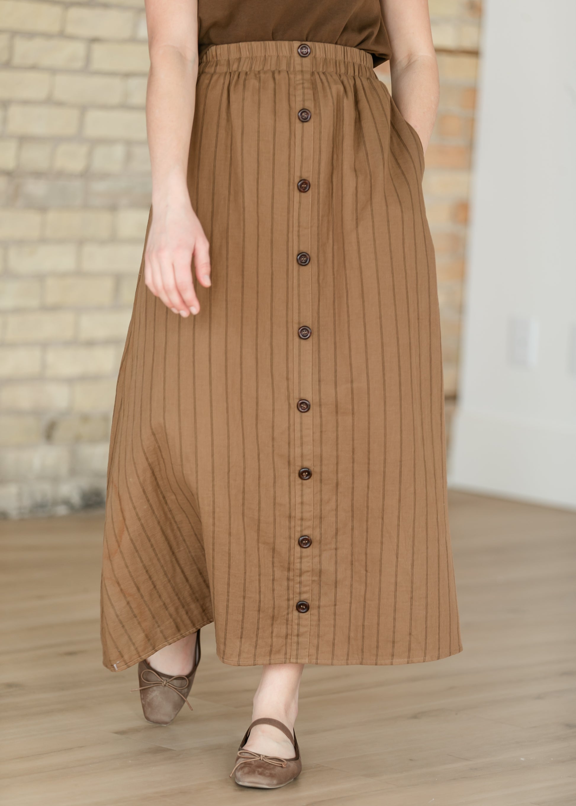 McKenna Brown Stripe Maxi Skirt IC Skirts